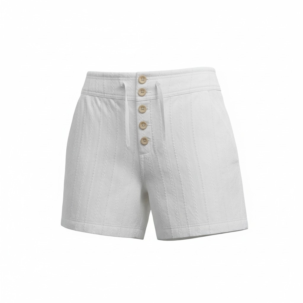 Sundance White Button-Front Drawstring Shorts - Picture 3 of 7